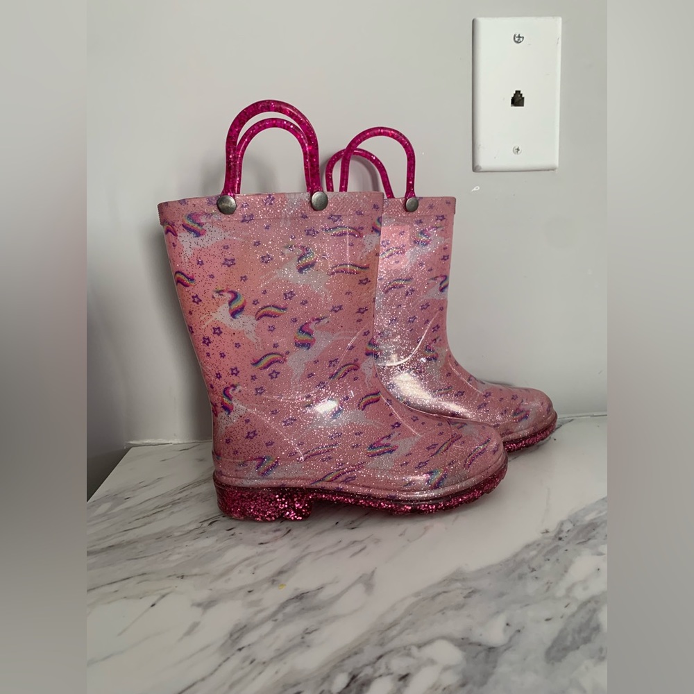 Pink girls rain boots